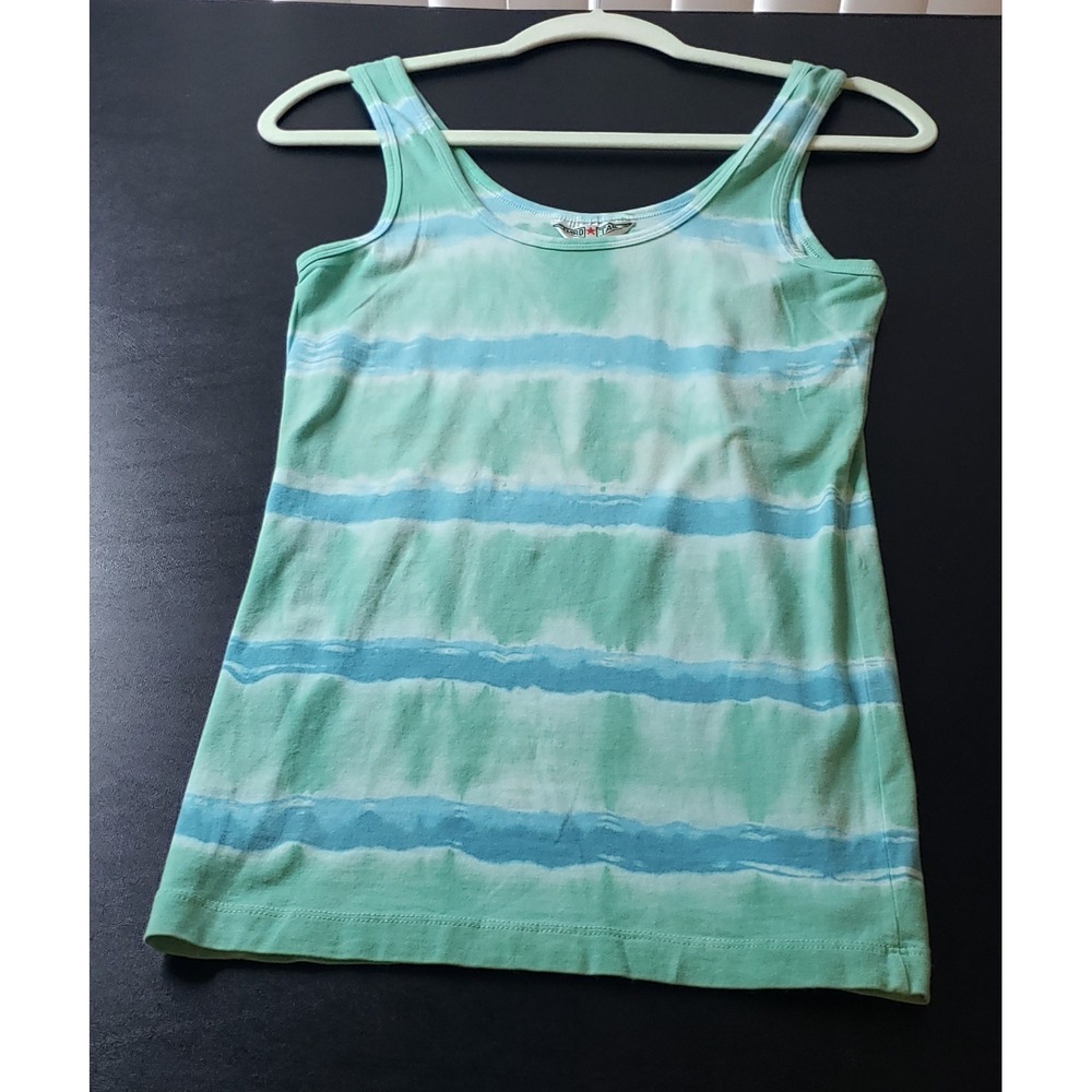 Hard Tail Forever Womens Tie Dye Stripe Tank Top Blue Green M USA Athleisure
